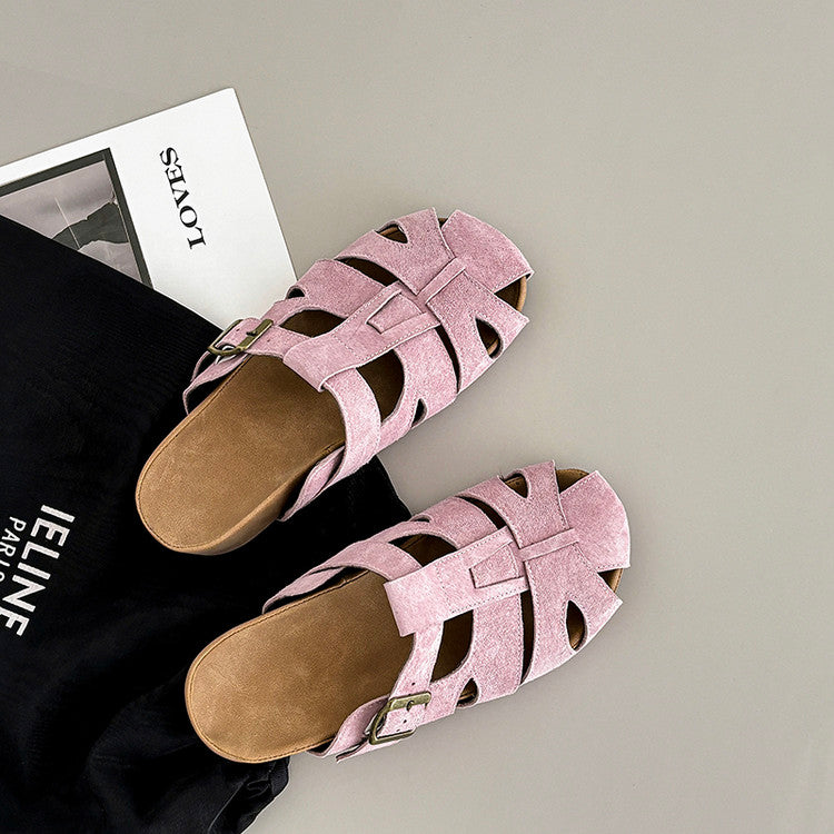Karin Luna Full Layer Inside and Out~Basic Versatile Perforated Round Toe Birkenstock Slippers