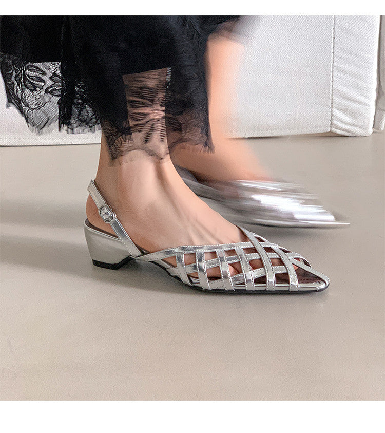 Karin Luna Braided Style ~Cross-woven Pointed Toe Closed-toe Sandals