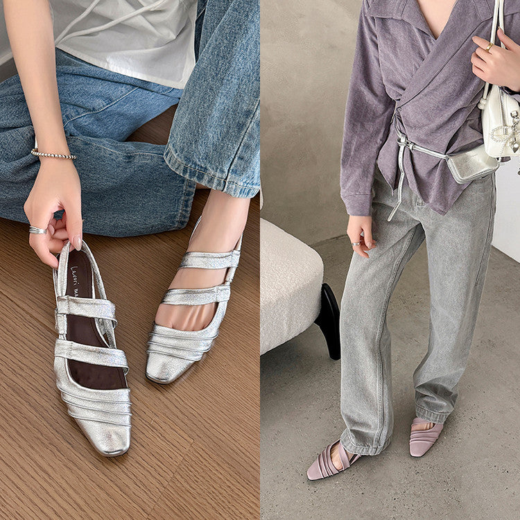 Karin Luna In Stock In Stock Minimalist Soft Upper Small Square Toe Chunky Heel Sandals