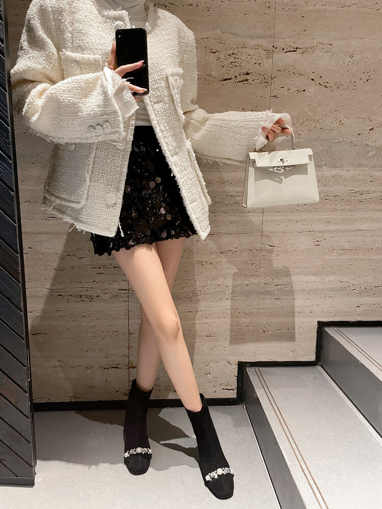 Karin Luna Hot-Selling In Stock  Dynamic Rhinestone One-Strap Vintage Style  Slimming Leggings
