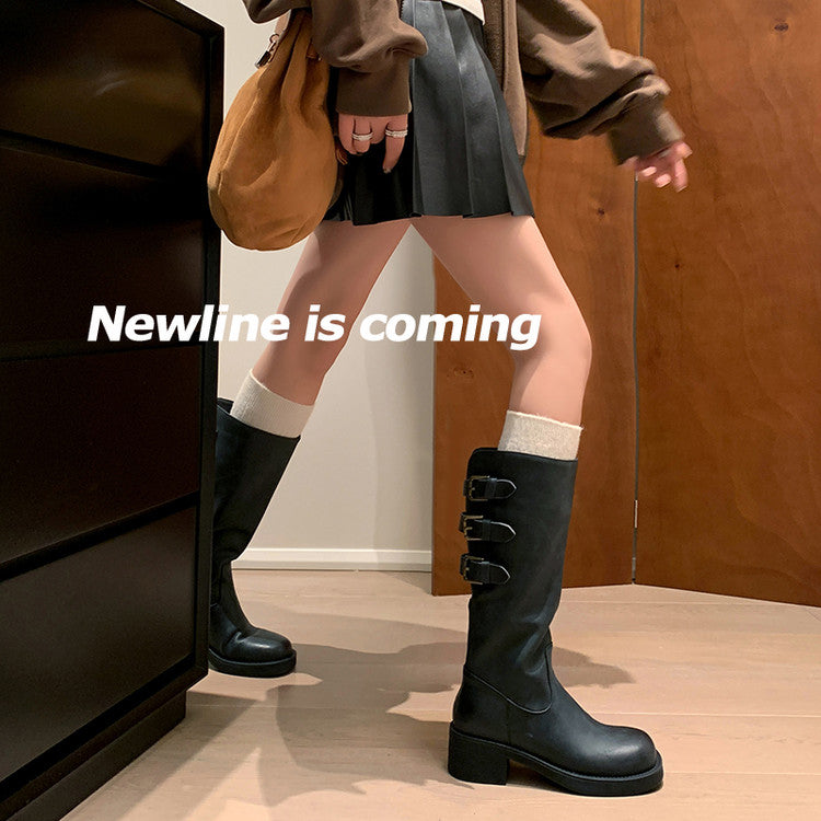 Karin Luna In Stock In Stock Thigh Circumference Belt Buckle Thick Sole Rider Boots