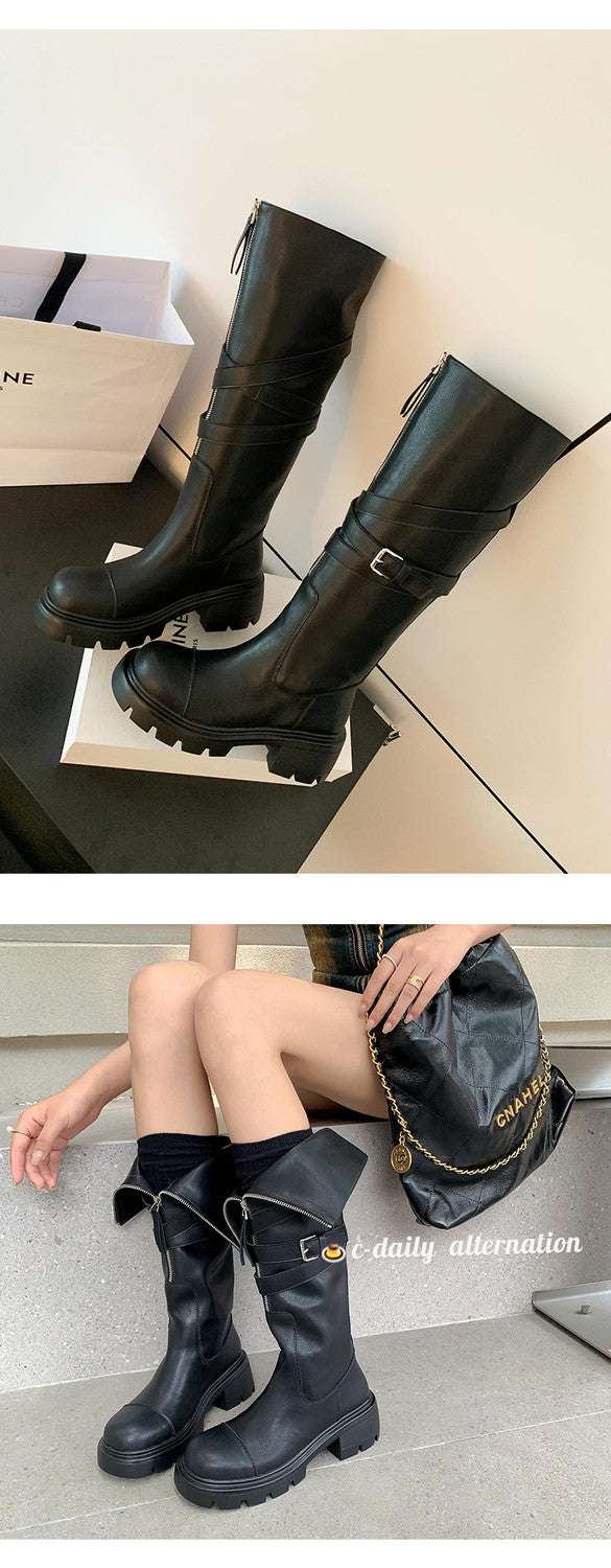 Karin Luna In Stock In-stock Foldable Niche Thick-soled Knight Boots