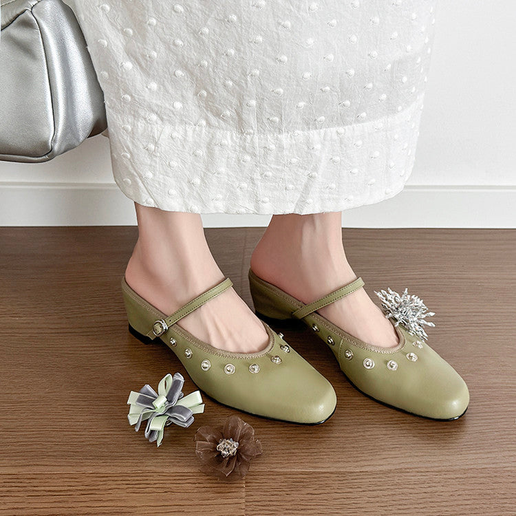 Karin Luna In Stock Spot Goods  Full-grain leather inside and out  Ultra Exquisite Round Toe Hidden Heel Closed-Toe Slippers