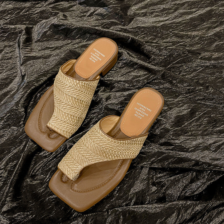 Karin Luna Bestseller  Popular  Data Hot-Selling Toe-Clip Straw Vacation Style Slippers