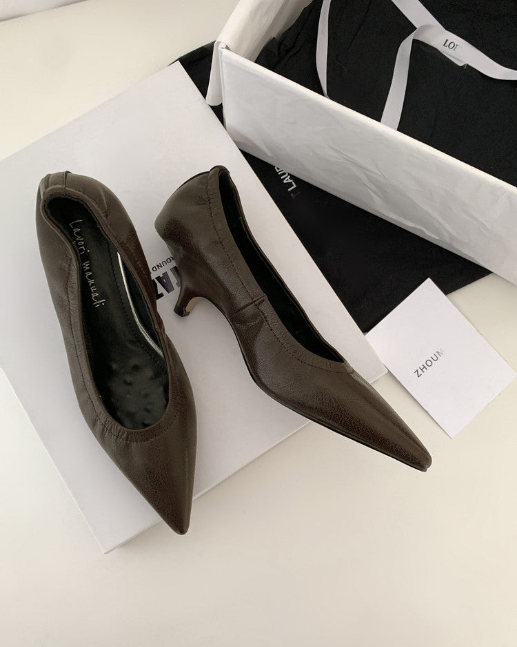 Karin Luna In Stock Spot Goods    Vintage Classic Style Shallow Mouth Single Shoes