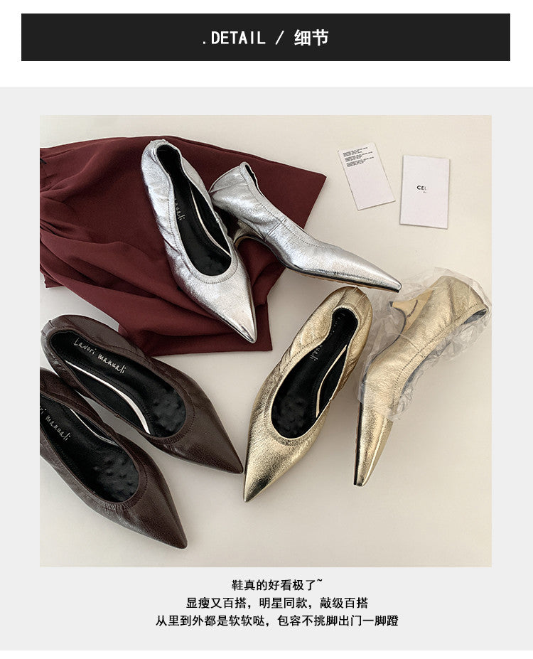 Karin Luna In Stock Spot Goods    Vintage Classic Style Shallow Mouth Single Shoes