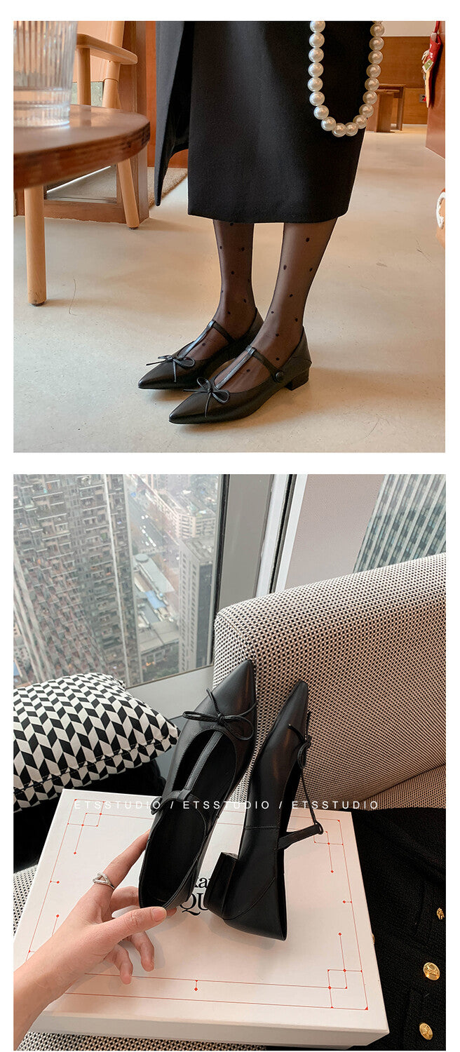 Karin Luna is a perfect Korean drama heroine~French Retro Style Full leather inside and out Pointed Bowknot