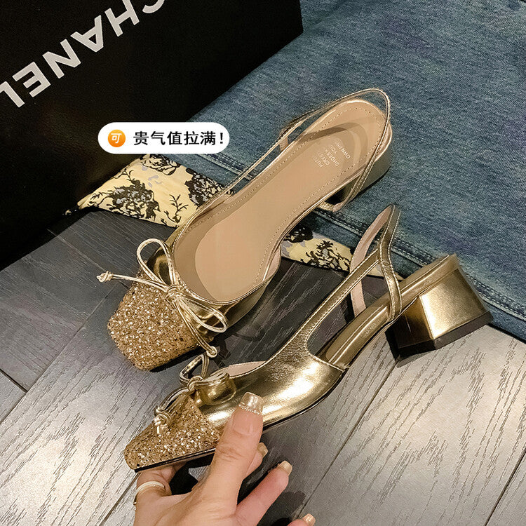 Karin Luna In Stock Spot Goods  Square Head Butterfly Knot Square Toe Unique Gretel Sandals