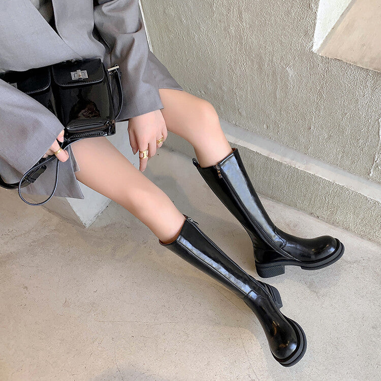 Karin Luna In Stock Spot Goods  Always in stock  Classic Basic Style Round Toe Thick Sole Knight Boots