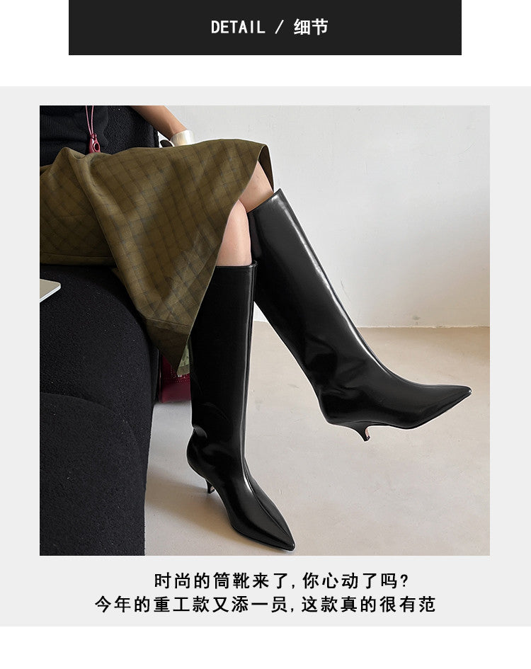 Karin Luna In Stock In Stock    Stunning Elegant Style Kitten Heel Straight Long Boots