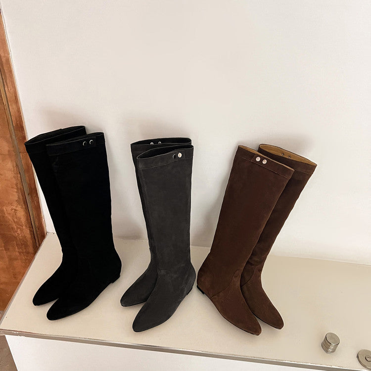 Karin Luna In Stock Spot Goods  Bestselling Suede Leather Sold Out Fast: Pile of Matte Inner Height-Increasing Western Boots