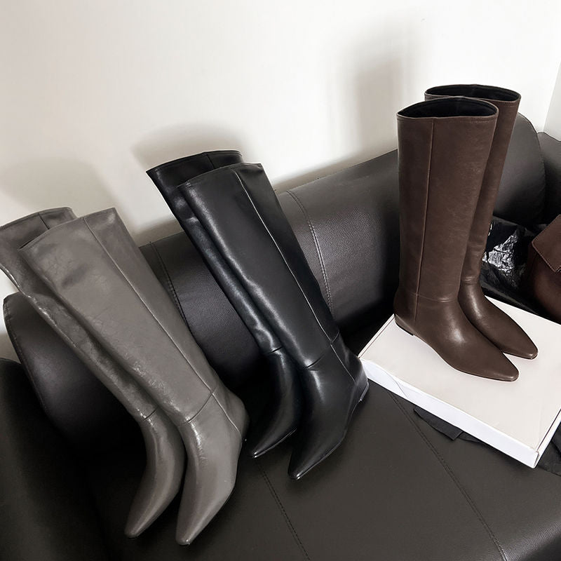 Karin Luna Elegant Style Slanted Inner Height-Increasing Long Boots