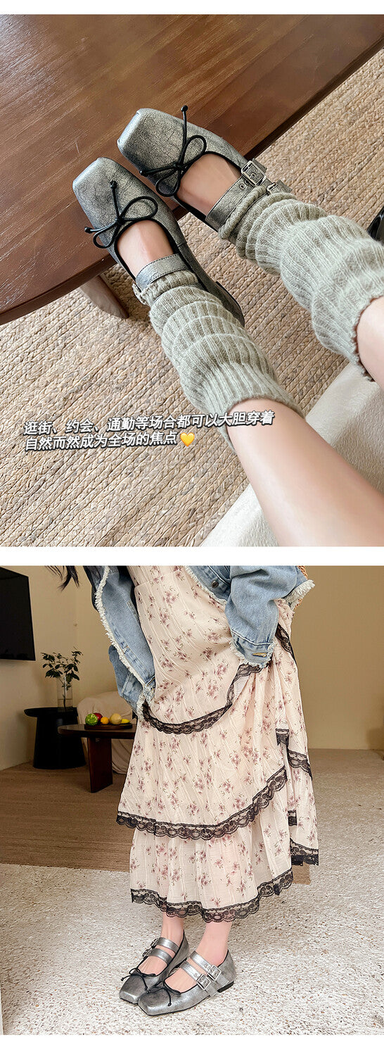 Karin Luna Future Sense silver~Spot Goods Spot Goods Hot-selling Bowknot Retro Belt Buckle Ballet Mary Jane Shoes