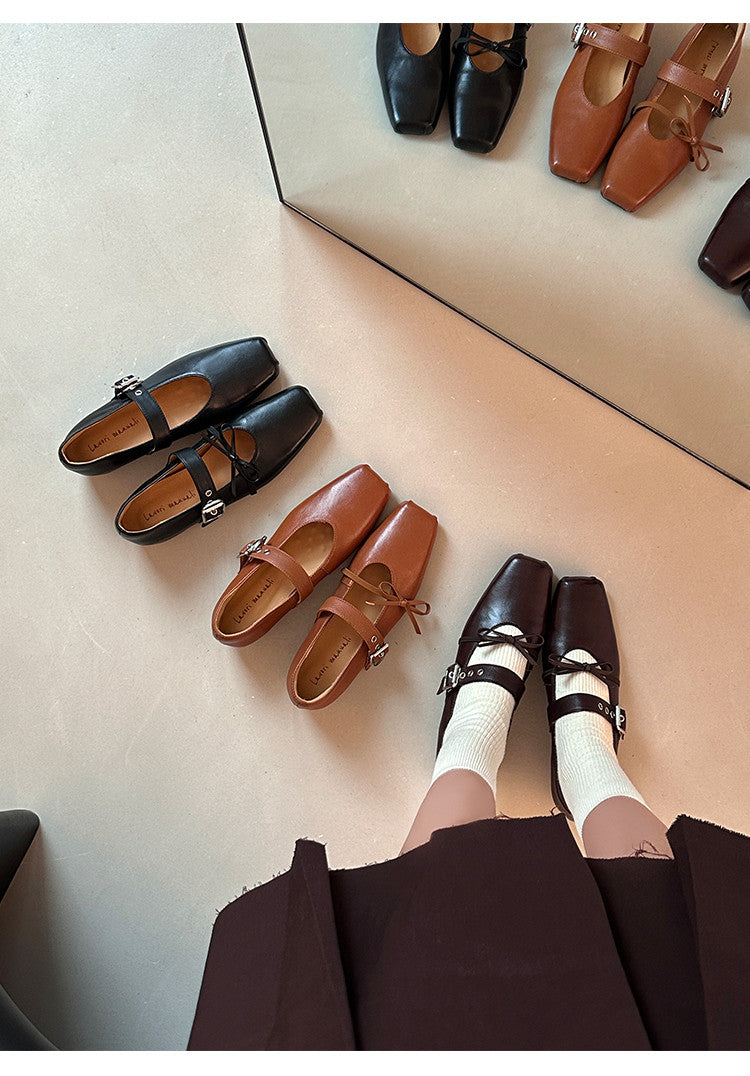 Karin Luna In Stock Spot Goods  Square Toe Internal Height Increase Detachable Bowknot