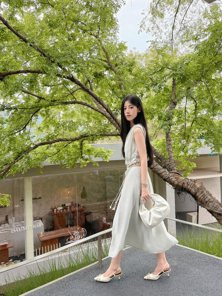 Karin Luna In Stock Spot Goods Braided Style Elegant Thin Heel Pointed Toe Closed-Toe Sandals