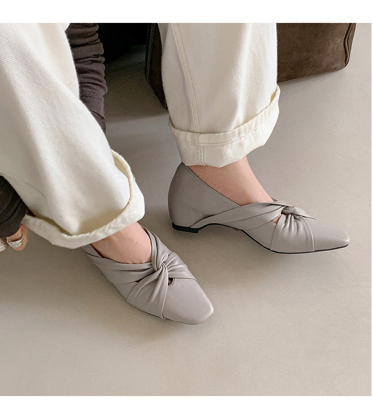 Karin Luna Cross Design Square Toe Hidden Wedge Shoes