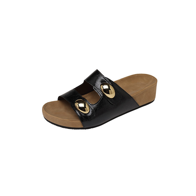 Karin Luna   Casual Style   Thick Sole Belt Buckle Slide Sandals