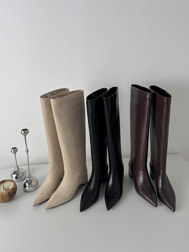 Karin Luna Hot-Selling Internal Height Increase Pointed Toe Straight-Leg Hot-Selling Long Boots