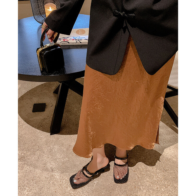 Karin Luna Highlights Fairness~In stock  Closed-Toe Diamond Mesh Unisex Convertible Sandals