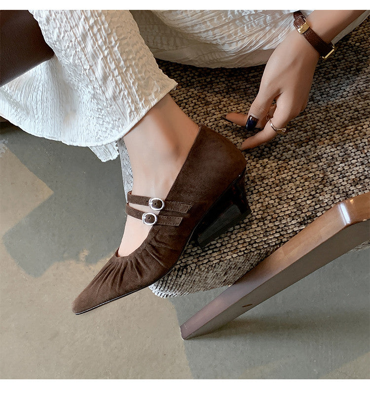 Karin Luna Full Leather Inside and Out Popular Element Amber Heel Elegant French Style Single Shoes