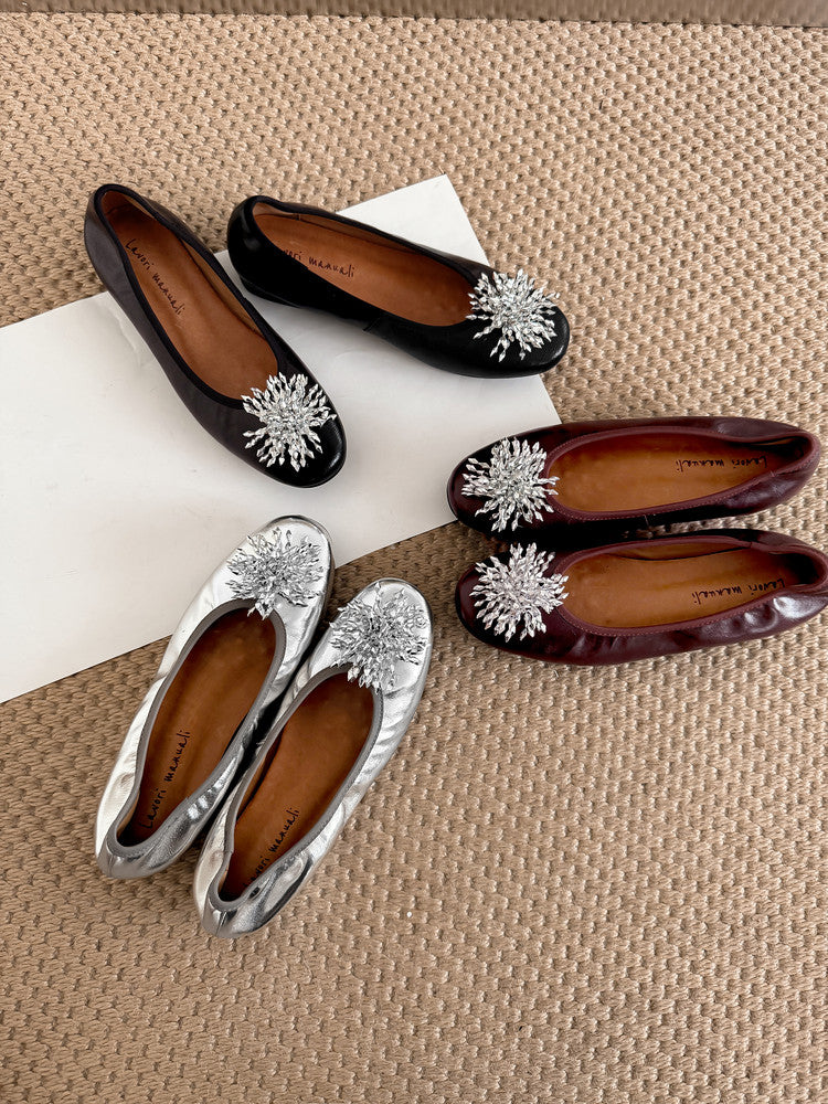 Karin Luna Full Leather Inside and Out~Gorgeous Fireworks Flat Granny Shoes