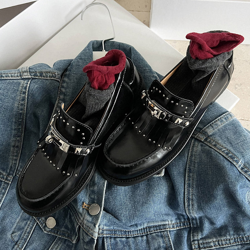 Karin Luna Casual Shoes Series~ Spot Goods Spot Goods Hot-selling Tassel Element Small Gold Buckle Single Shoes