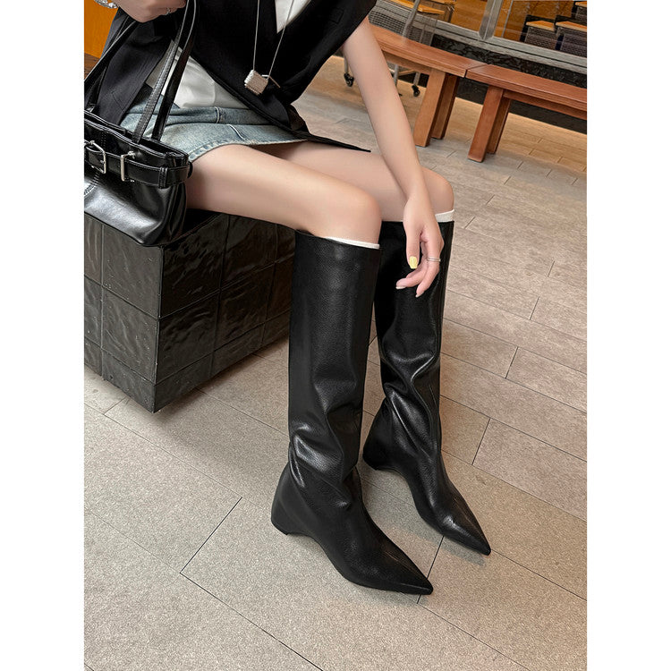 Karin Luna Hot-Selling Internal Height Increase Pointed Toe Straight-Leg Hot-Selling Long Boots