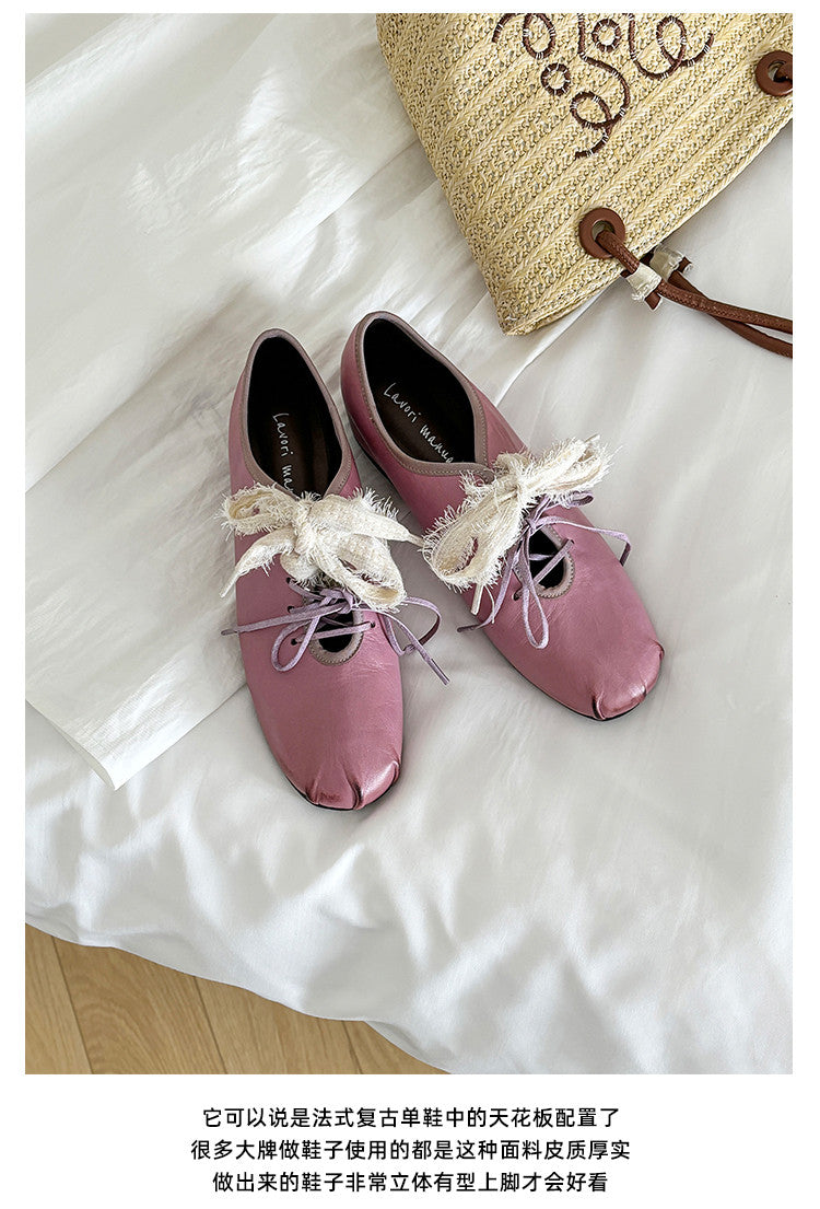 Karin Luna In Stock In Stock  Xiaohongshu Hot Sale Full Leather Round Toe Deep Mouth Single Shoes