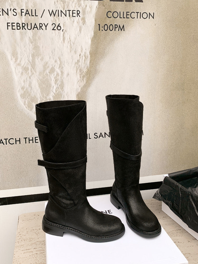 Karin Luna In Stock Spot Goods   Heavy-duty Edition Highly Consuming Material Round Toe Long Boots