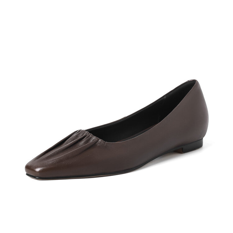 Karin Luna fell in love at first sight~ Spot Goods  Spot Goods Vintage Wrinkled Hollow Soft Sheepskin Elegant Versatile Single Shoes