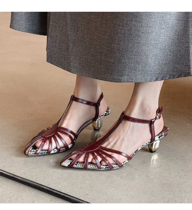 Karin Luna In Stock Spot Goods Open-toe French Style Metal Heel Sandals