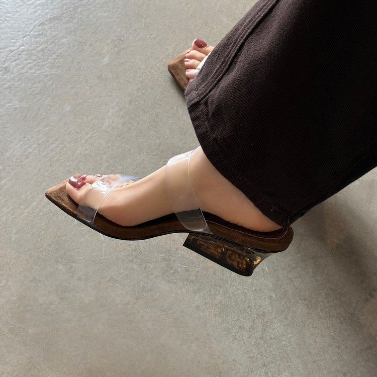 Karin Luna Hot-Selling Amber Element~Spot Goods Spot Goods Transparent tpu   Minimalist Square-Toed One-Strap Slippers