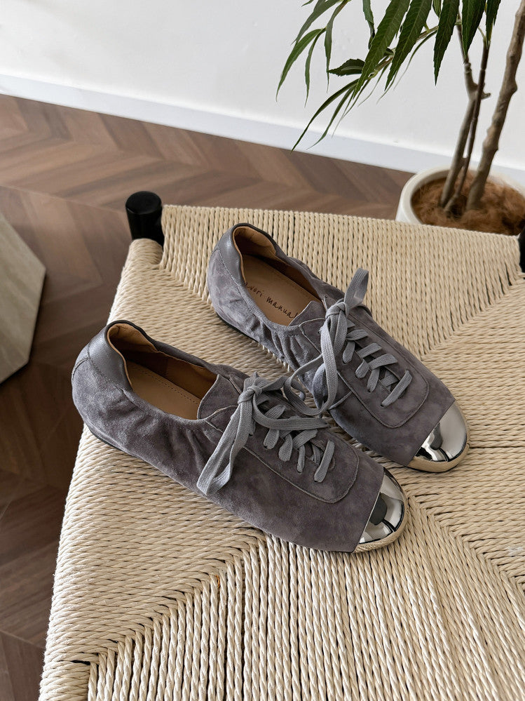 Karin Luna In Stock In Stock  High-end Metal Toe Lace-up Flats