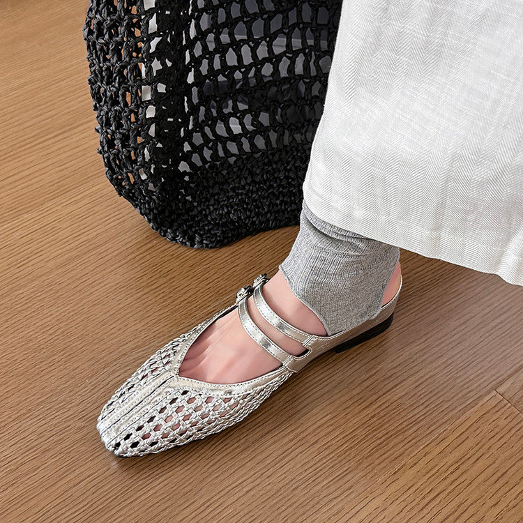 Karin Luna In Stock Spot Goods Hollow Woven One-Strap Closed-Toe Slippers