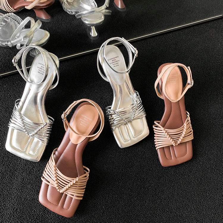 Karin Luna Data Hot Item  Comes with data plan included Hand-woven Square Toe Sofa Insoles Irregular Heel Sandals