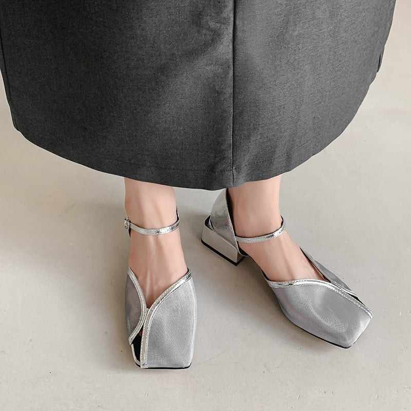 Karin Luna In Stock In Stock  Internet Celebrity Style Square Toe Mesh Chunky Heel Sandals