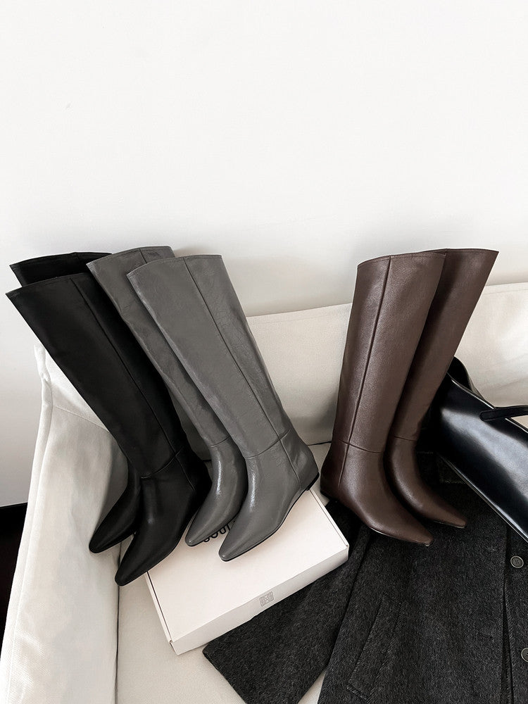 Karin Luna Elegant Style Slanted Inner Height-Increasing Long Boots
