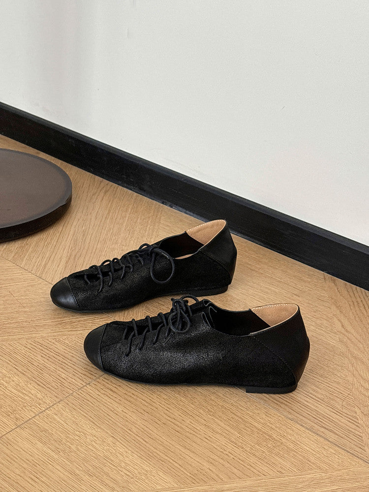 Karin Luna In Stock In Stock   Xiaohongshu Hot-Selling Lace-Up Round-Toe Deep Mouth Single Shoes