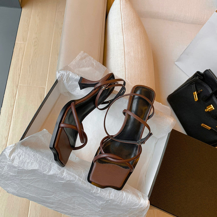 Karin Luna Classic Style  In stock  Basic Versatile Cross Strap High Heel Sandals