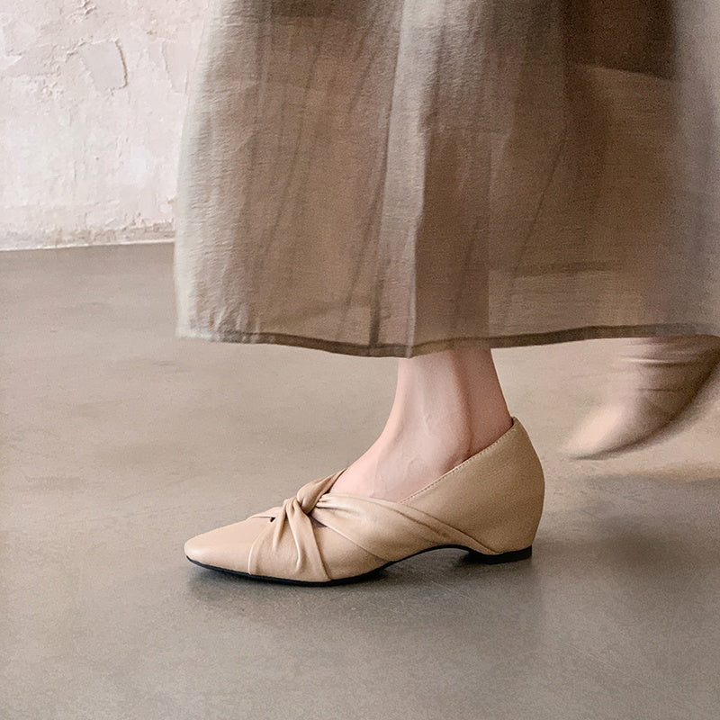 Karin Luna Cross Design Square Toe Hidden Wedge Shoes