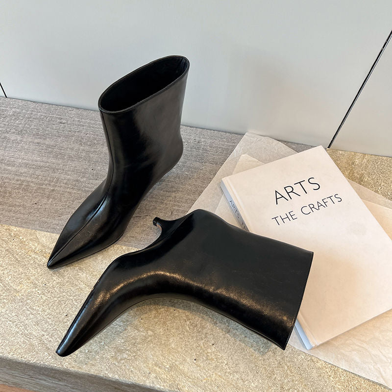 Karin Luna In Stock Spot Goods Minimalist Tube Kitten Heel Short Boots