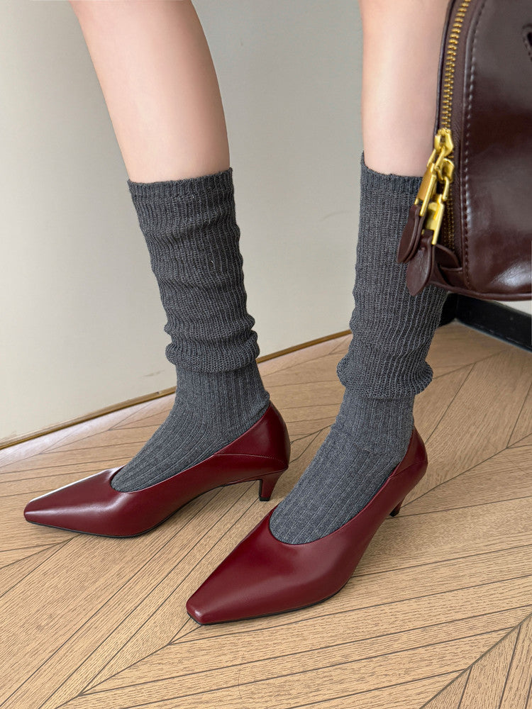 Karin Luna In Stock In Stock ~Basic Versatile French Style Small Square Toe Shallow Mouth Single Shoes