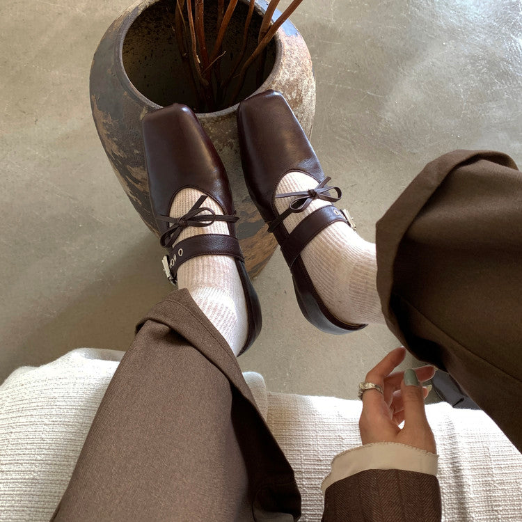 Karin Luna In Stock Spot Goods  Square Toe Internal Height Increase Detachable Bowknot