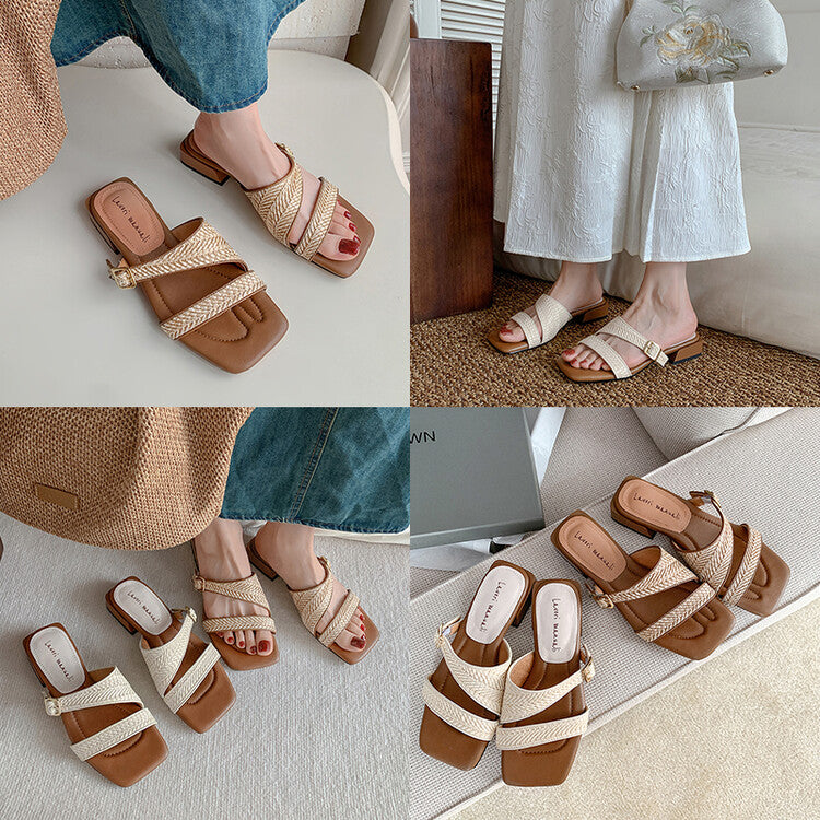 Karin Luna Full of casual charm~ Irregular Weaving Design Flat Slippers