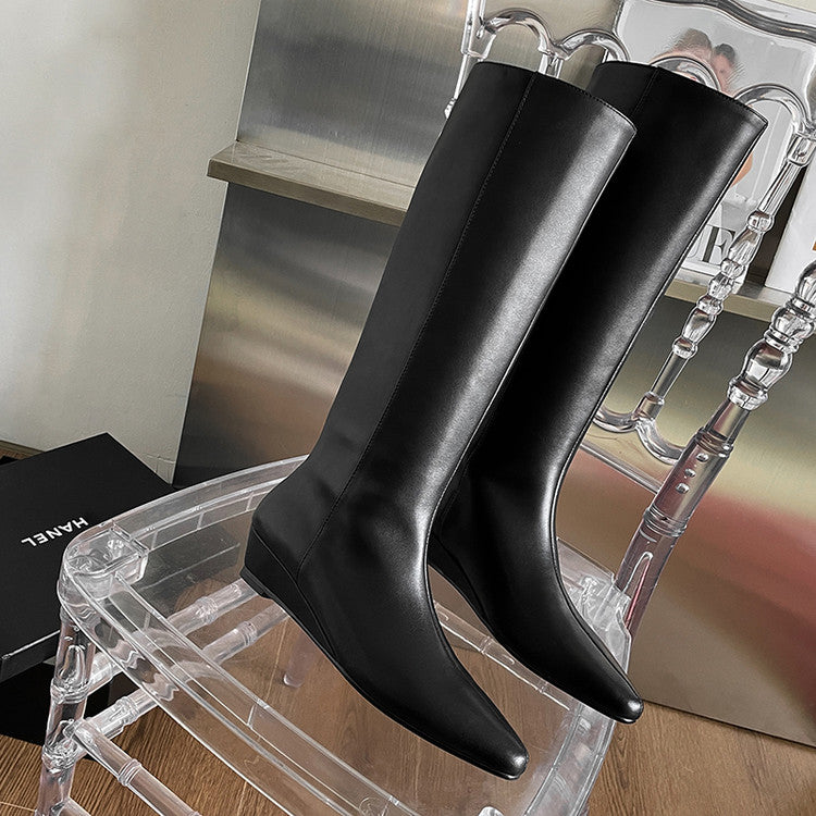 Karin Luna In Stock  In-stock Square Toe Straight Slip-on Long Boots