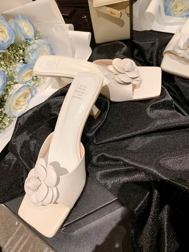 Karin Luna Flower of Wealth in the World~Says purple has a lot of charm Spot Goods Spot Goods  Three-Dimensional Camellia Elegant Sandals