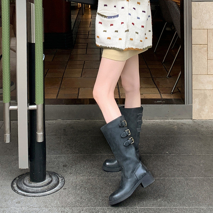 Karin Luna In Stock In Stock Thigh Circumference Belt Buckle Thick Sole Rider Boots
