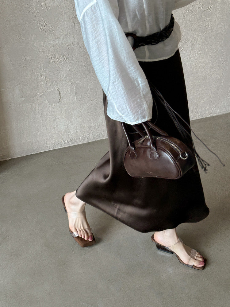Karin Luna Hot-Selling Amber Element~Spot Goods Spot Goods Transparent tpu   Minimalist Square-Toed One-Strap Slippers