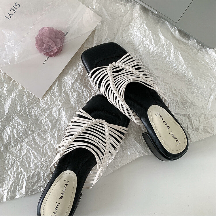Karin Luna In Stock Spot Goods  Resort Style Handwoven Flat Sole Slippers