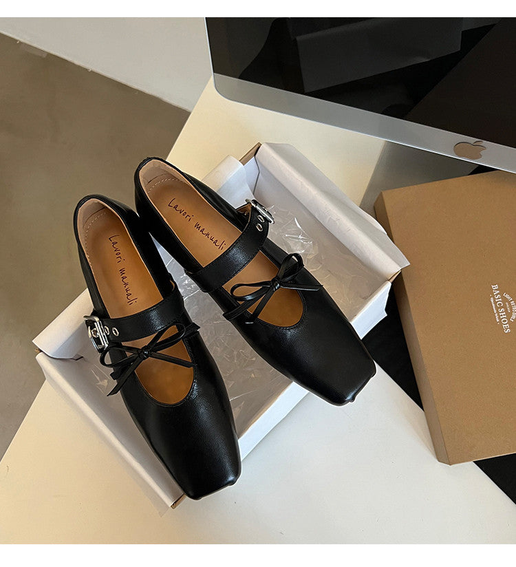 Karin Luna In Stock Spot Goods  Square Toe Internal Height Increase Detachable Bowknot